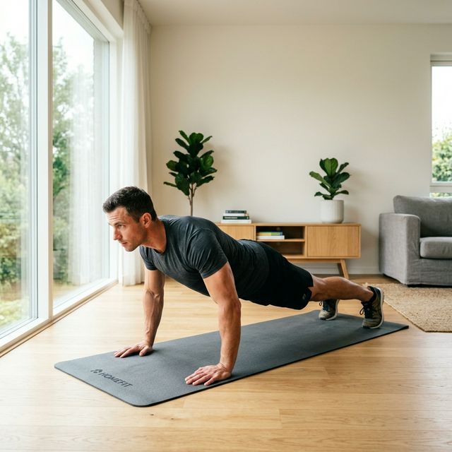 Man doing push-ups at home