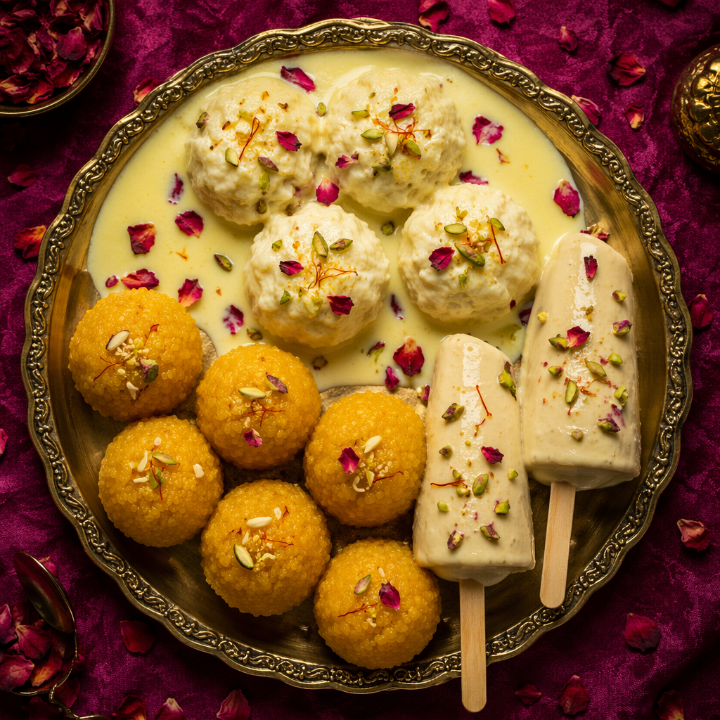 High-protein Indian sweets — protein rasmalai, whey ladoo and kulfi