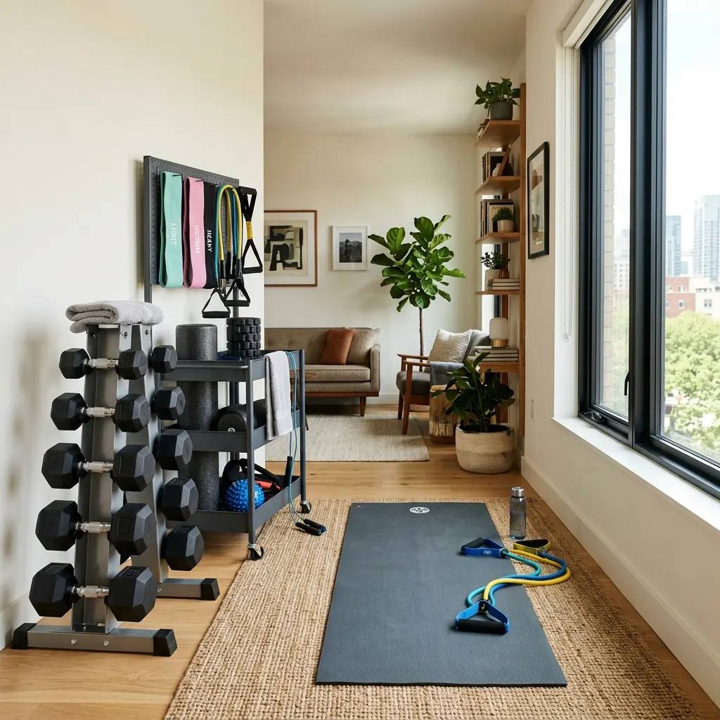 Pair of adjustable dumbbells for a home workout