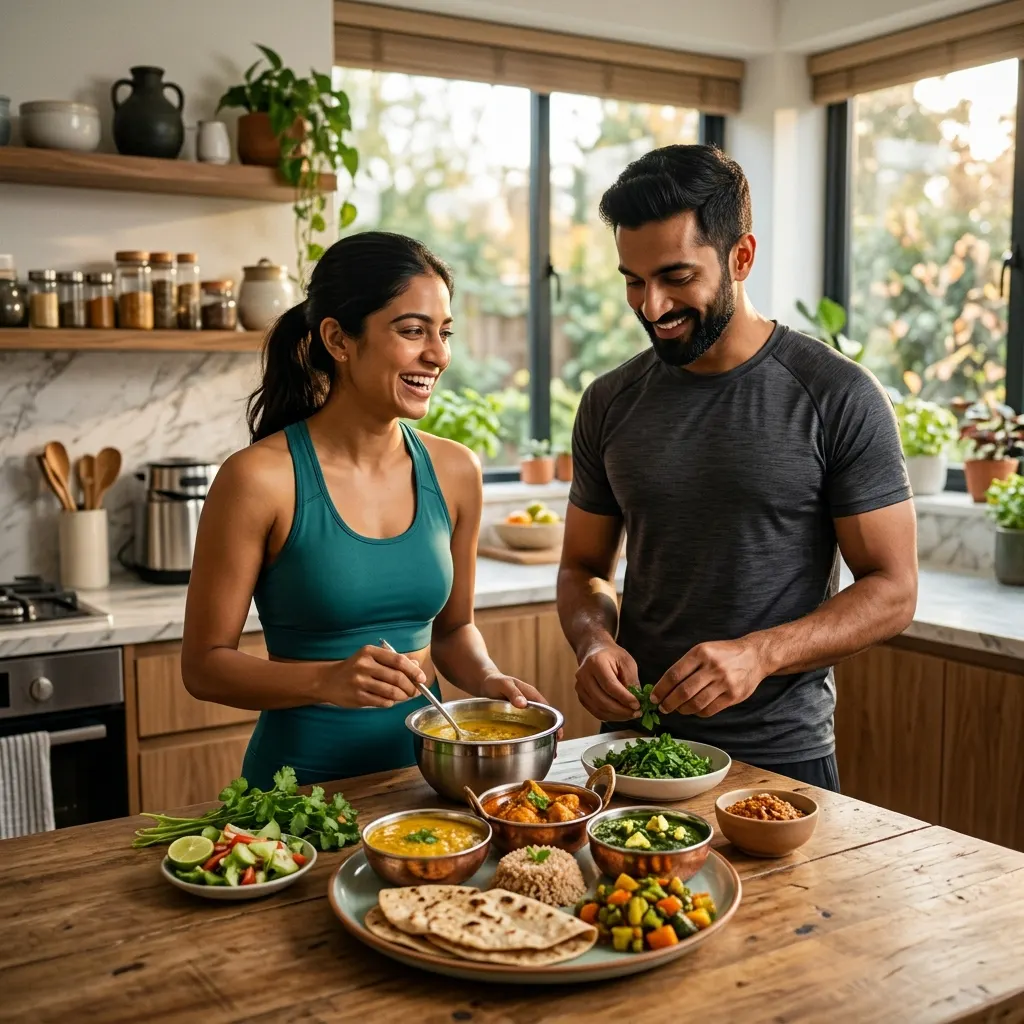 Indian meals arranged for a 16:8 intermittent fasting plan