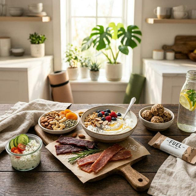 Selection of healthy high-protein snacks