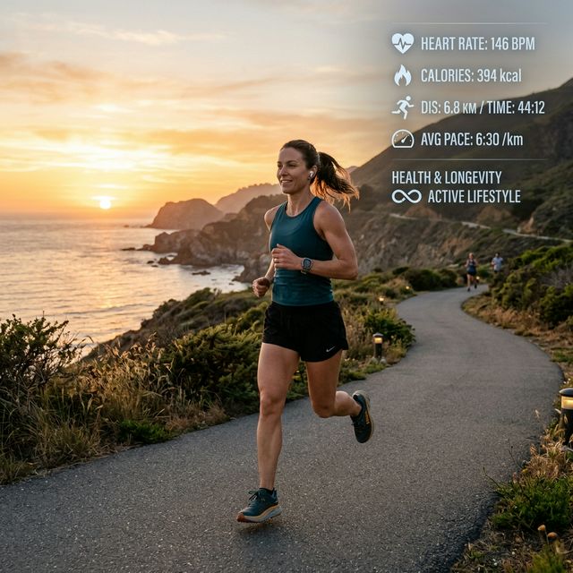 Person jogging at sunset