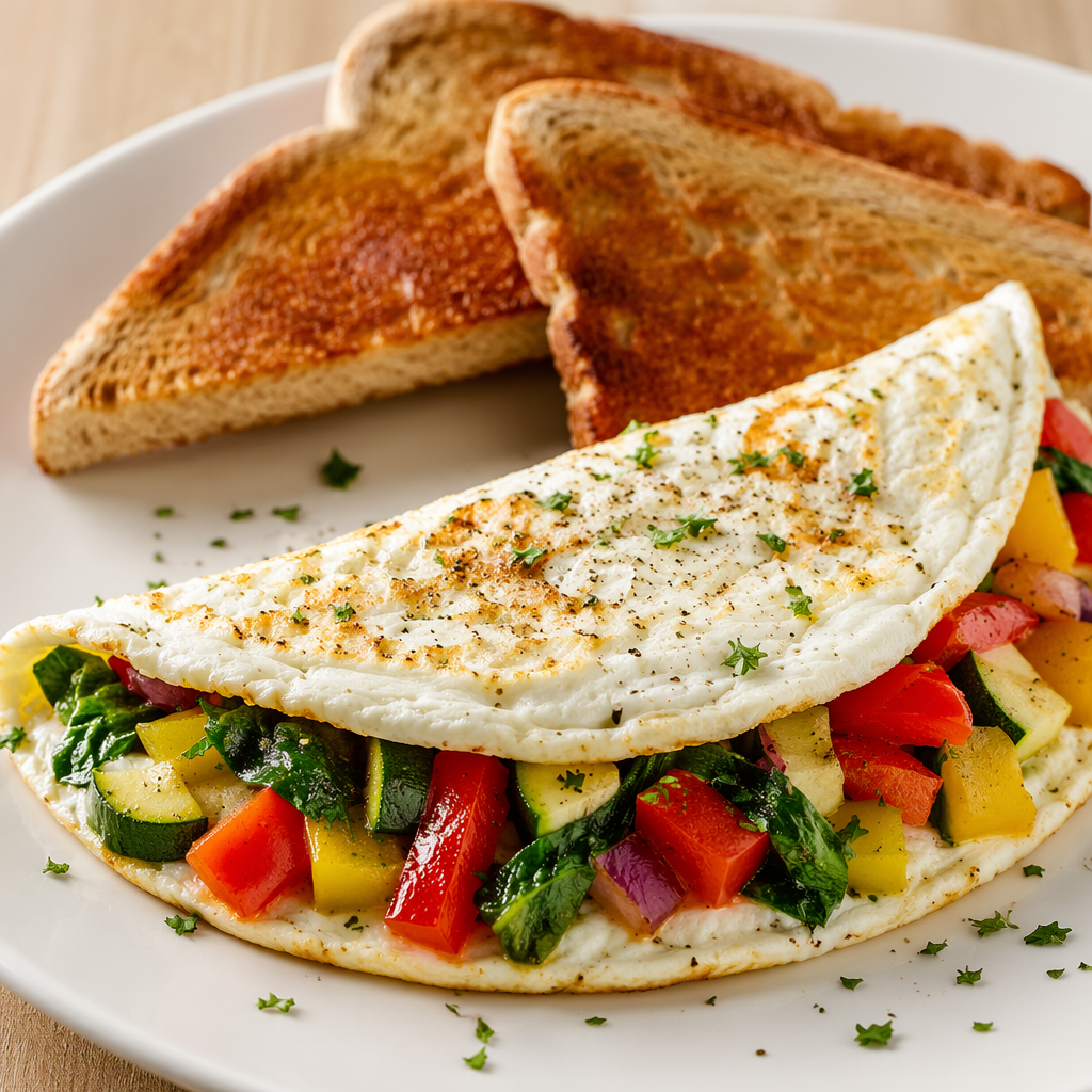 Egg White Veggie Omelette with Toast