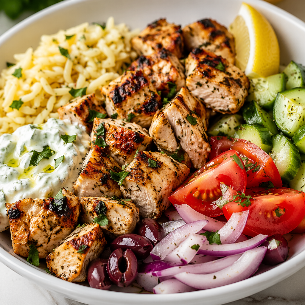 Greek Chicken Souvlaki Bowl