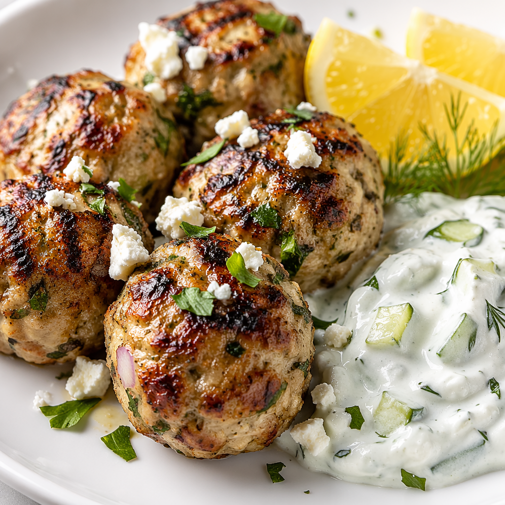 Greek Turkey Meatballs with Tzatziki