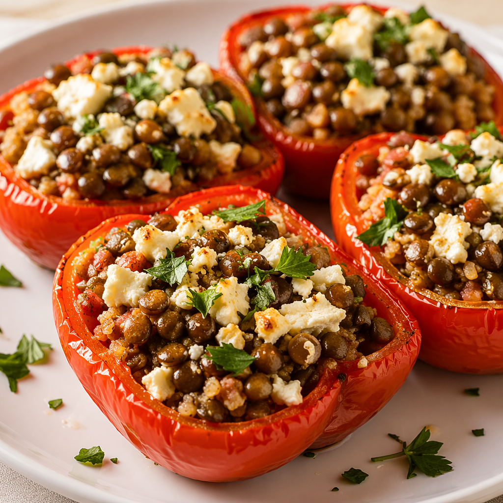 Lentil & Feta Stuffed Peppers