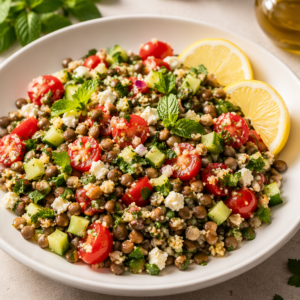 Mediterranean Lentil Tabbouleh Bowl