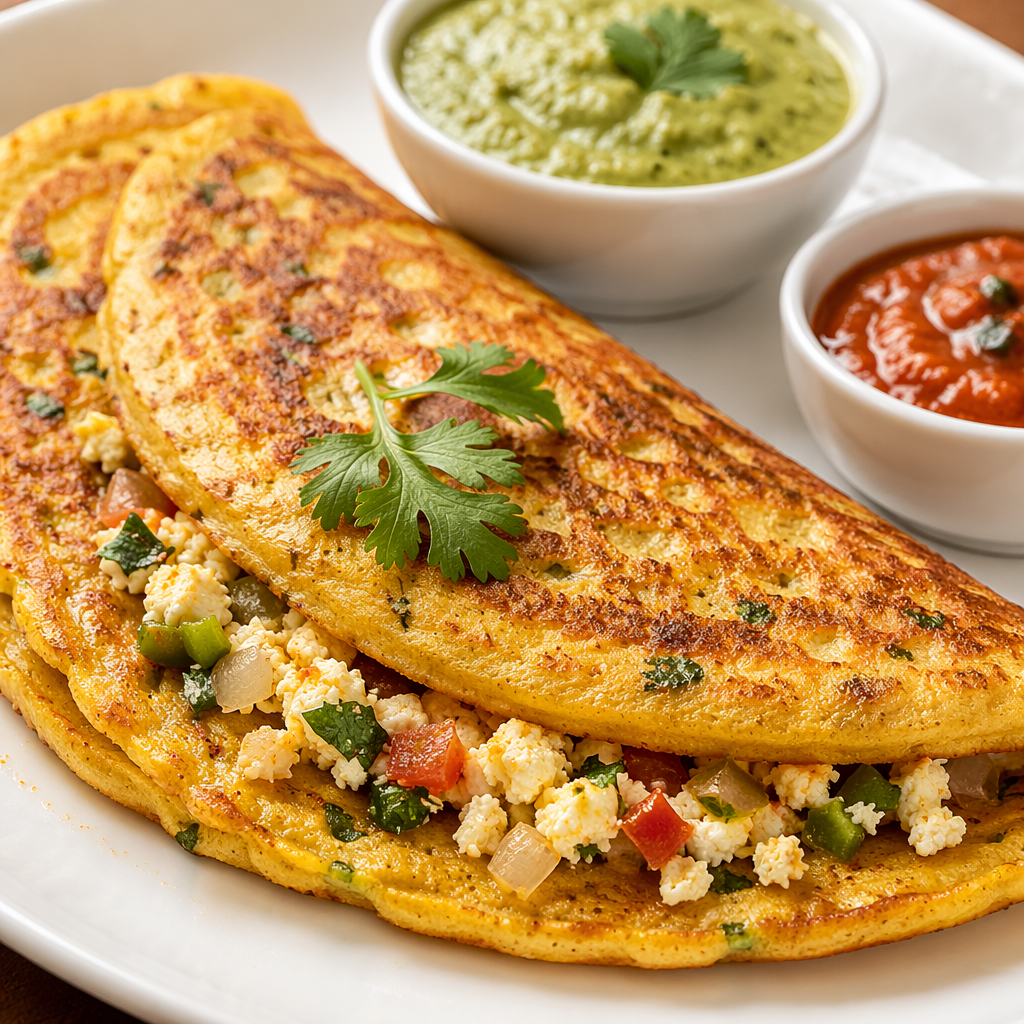 Moong Dal Chilla with Paneer Stuffing