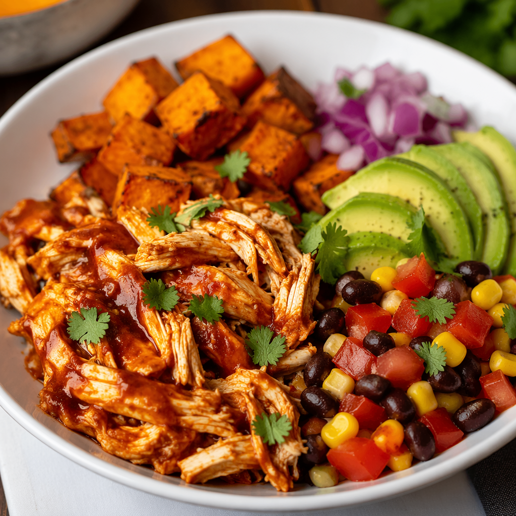 Pulled Chicken & Sweet Potato Bowl