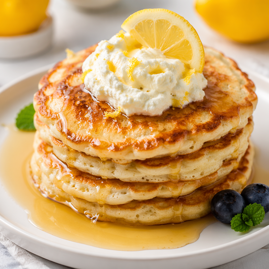 Lemon Ricotta Protein Pancakes