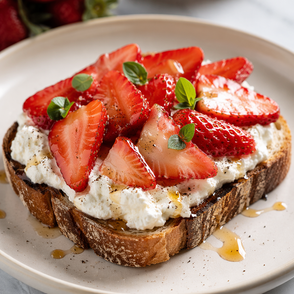 Ricotta and Strawberry Protein Toast