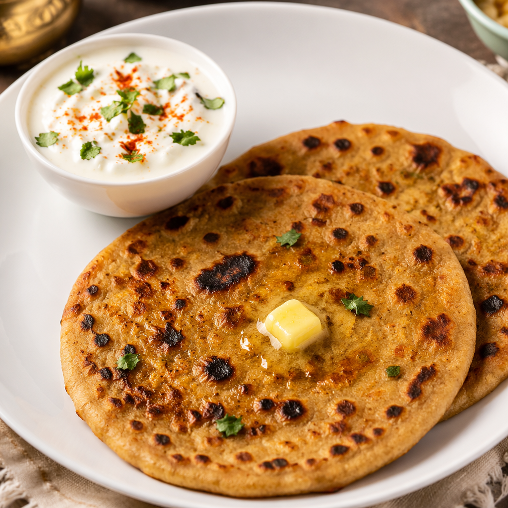 Sattu Paratha with Curd