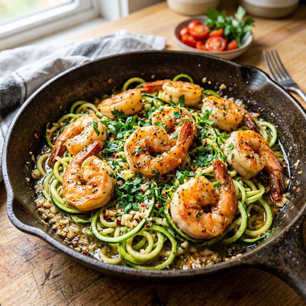 Garlic Butter Shrimp Zoodles