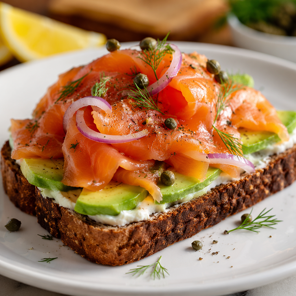 Smoked Salmon & Avocado on Rye
