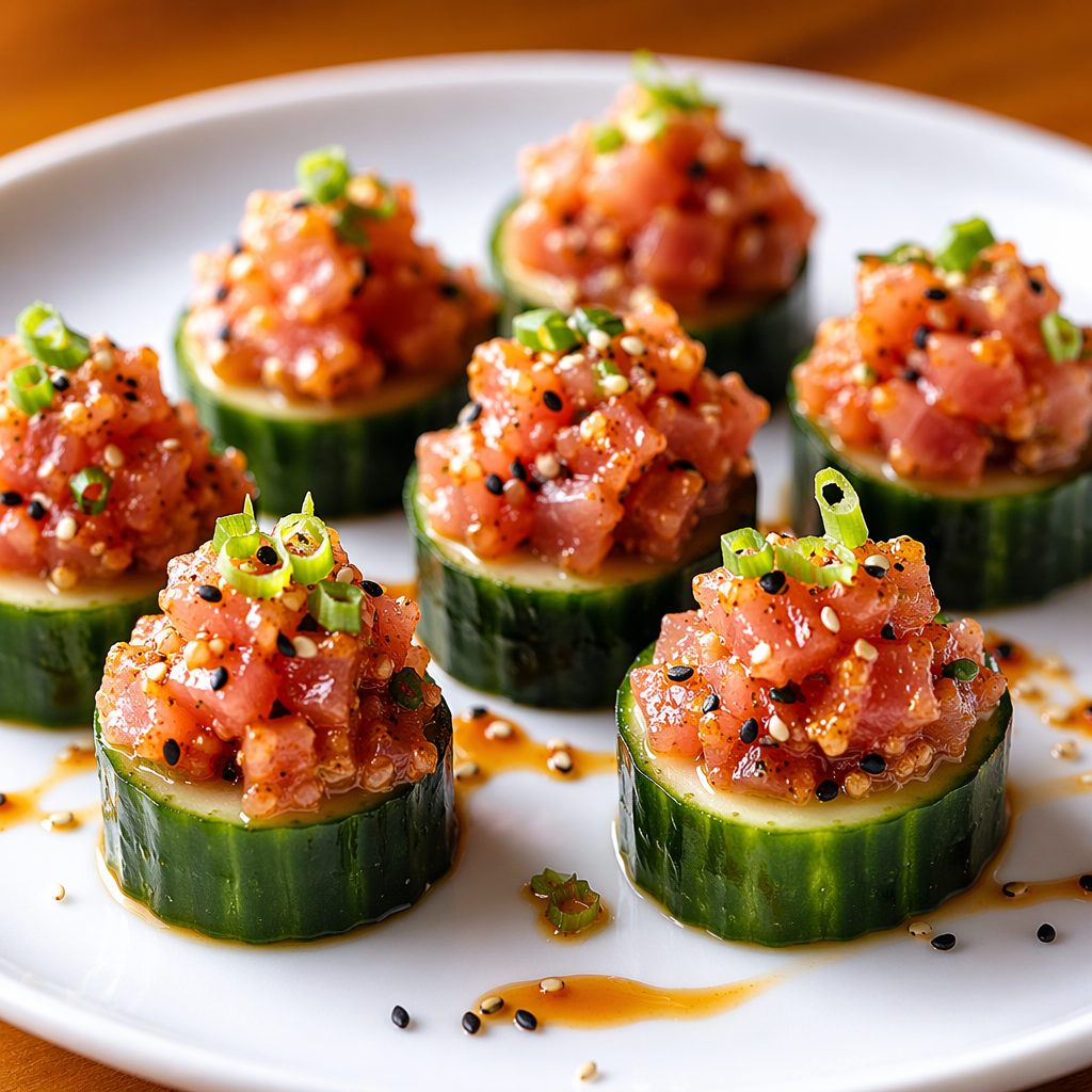 Spicy Tuna Cucumber Bites
