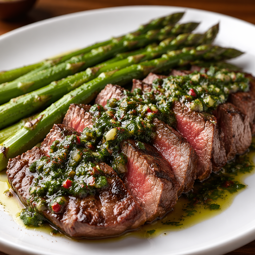 Steak with Chimichurri & Asparagus