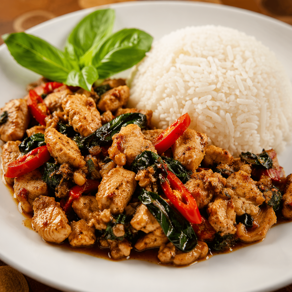 Thai Basil Chicken with Jasmine Rice