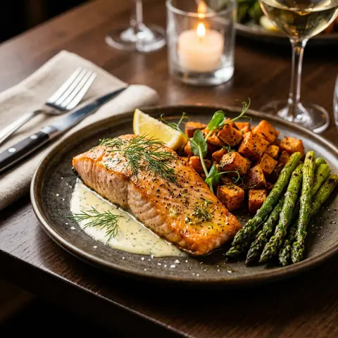 Baked Salmon & Sweet Potato