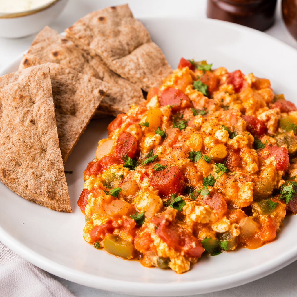 Turkish Menemen with Whole-Grain Pita